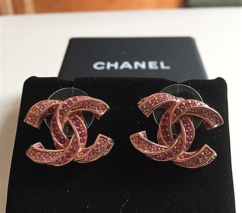 rose gold chanel earrings|rose gold drop down earrings.